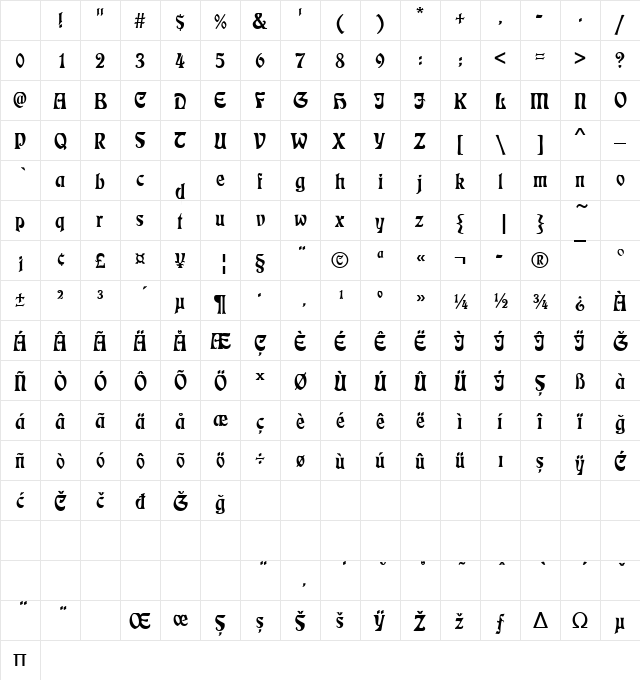 00269 Regular Character Map 00269 Regular Character Map