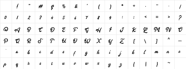 Gingerly DEMO Regular Character Map Gingerly DEMO Regular Character Map