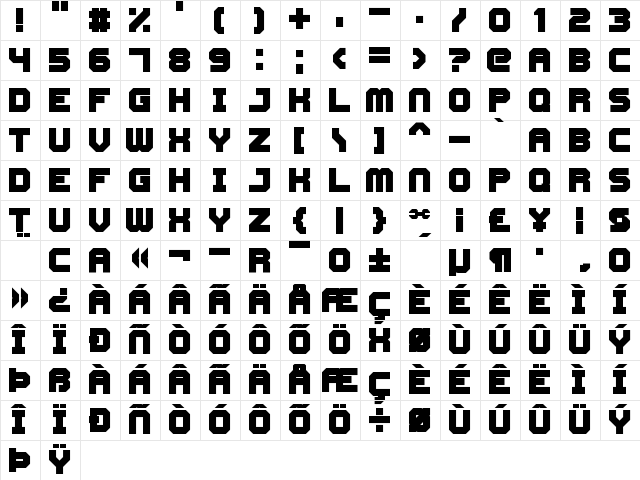 Cyberspace Raceway Back Regular Character Map