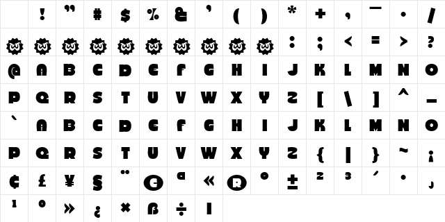 Bold Groove Regular Character Map Bold Groove Regular Character Map
