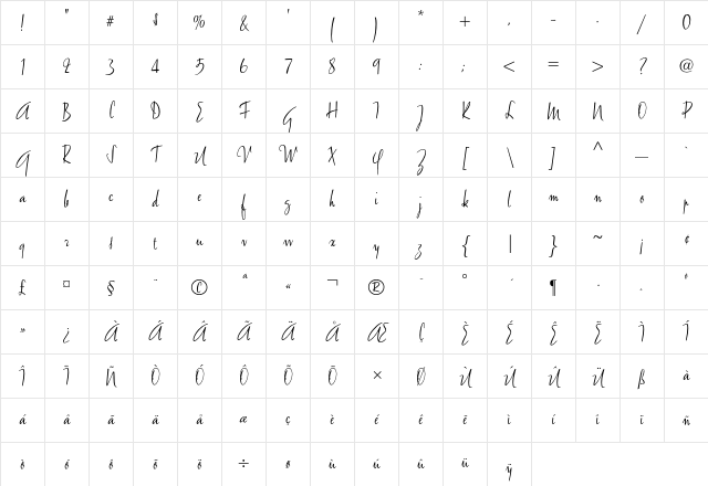 Amethyste Regular Character Map