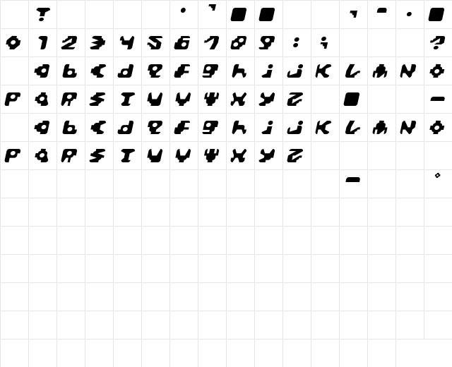 PaccerItalic Regular Character Map PaccerItalic Regular Character Map