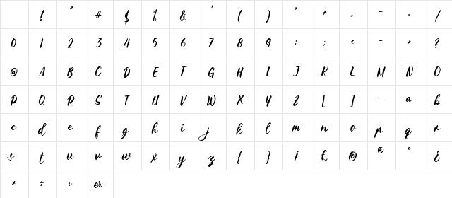 The Florist Handwriting Regular Character Map The Florist Handwriting Regular Character Map