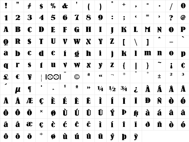 Wooden Nickel NF Regular Character Map Wooden Nickel NF Regular Character Map