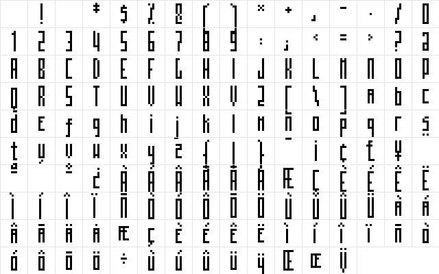 MosaicoTall Regular Character Map MosaicoTall Regular Character Map