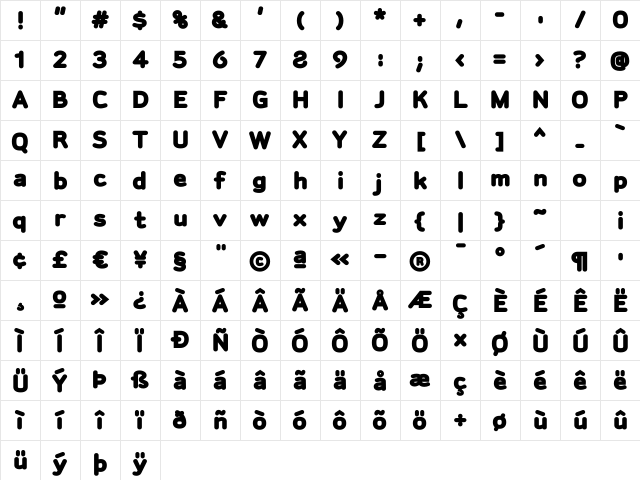 SylviaBlack Regular Character Map SylviaBlack Regular Character Map