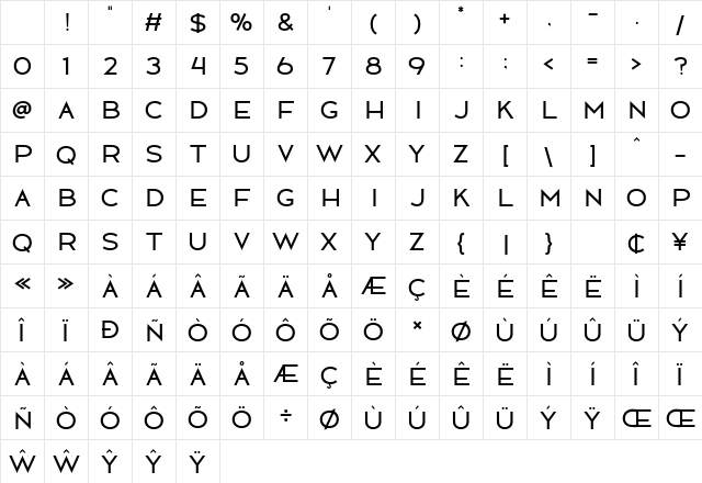 Melody Regular Character Map Melody Regular Character Map