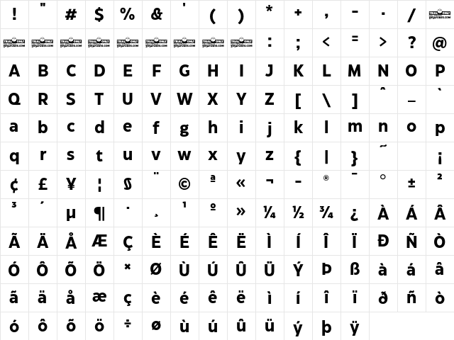 Eastman Grotesque Trial Bold Character Map Eastman Grotesque Trial Bold Character Map