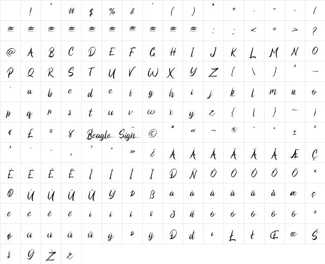 Beagle Sign - Personal Use Regular Character Map