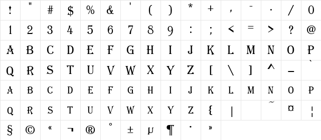 a_AlgeriusCapsNr Regular Character Map