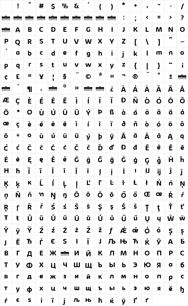 Kabrio Soft Bold Character Map