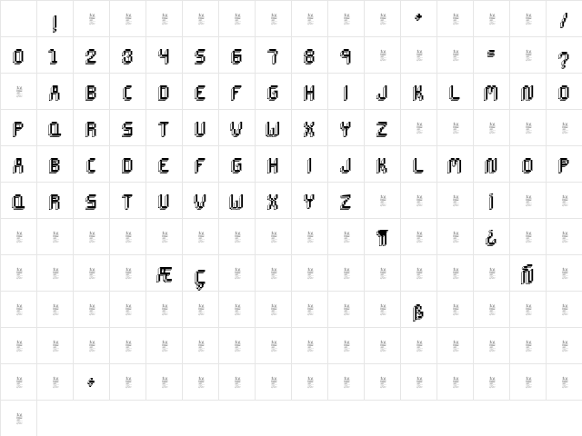 CHIP TUNES SHADOWS Character Map