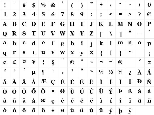 OrchidBlackSSK Regular Character Map