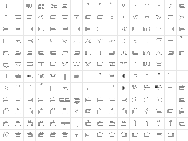 Sky Ridge Condensed Outline Regular Character Map Sky Ridge Condensed Outline Regular Character Map