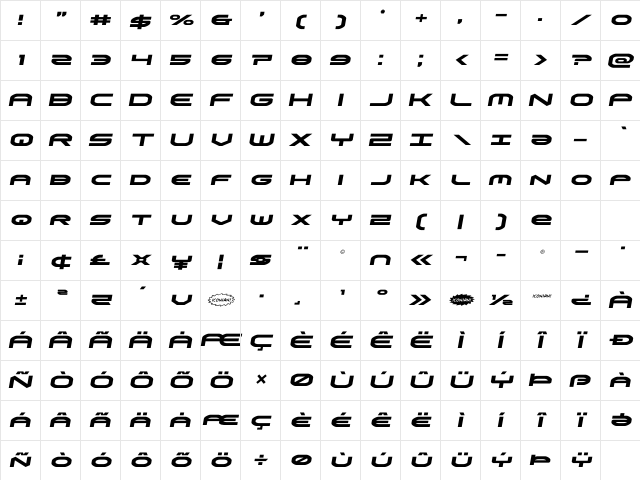 Omni Boy Semi-Italic Semi-Italic Character Map