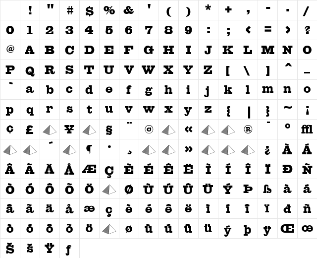Giza Regular Character Map Giza Regular Character Map