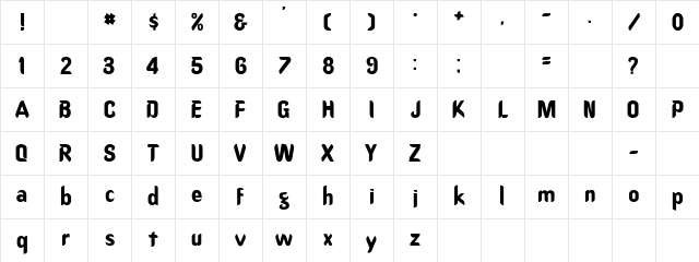 Oregon Regular Character Map Oregon Regular Character Map