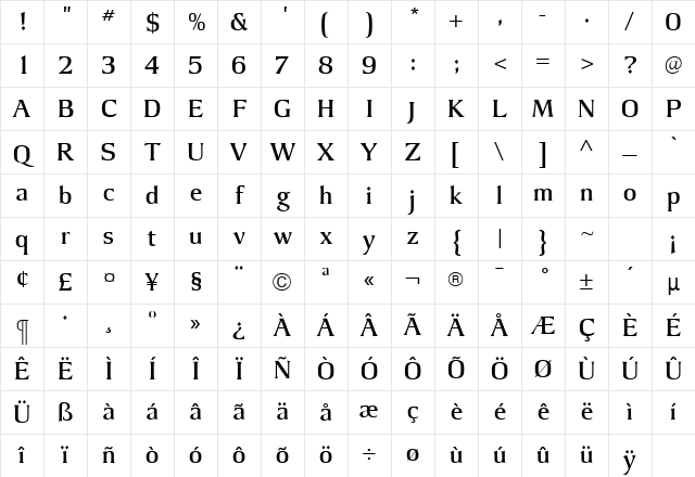 ArgusMedium Regular Character Map ArgusMedium Regular Character Map