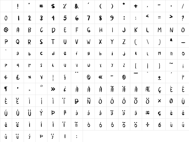 Winter Garden Regular Character Map