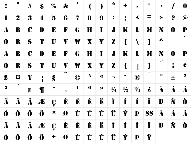 Stencil D Regular Character Map