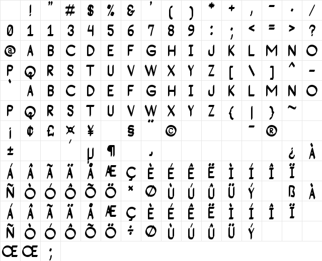 Consequad St Regular Character Map Consequad St Regular Character Map