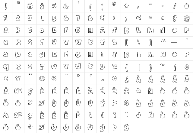 K26ComicKats Medium Character Map