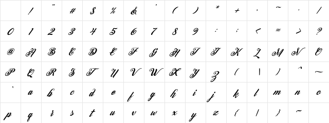 Peenguin Italic Regular Character Map Peenguin Italic Regular Character Map
