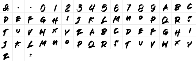 DEATHBLOOD Regular Character Map DEATHBLOOD Regular Character Map
