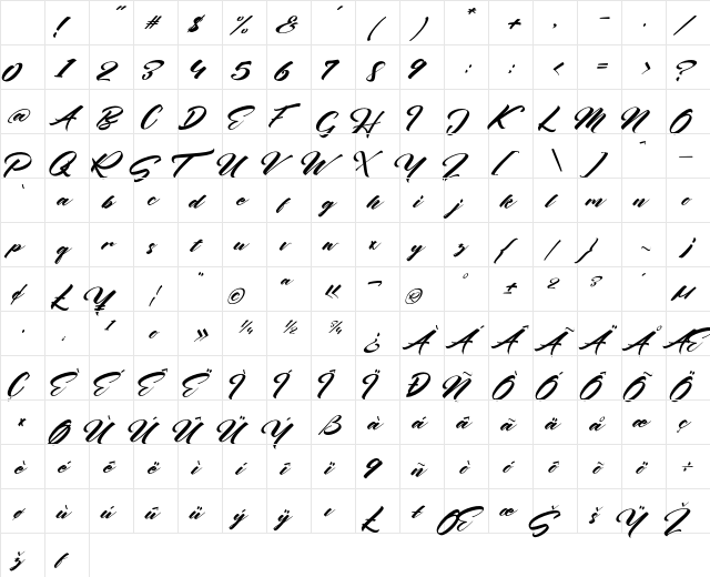 Seinna Grace Demo Version Regular Character Map Seinna Grace Demo Version Regular Character Map