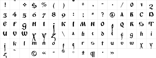 FitaPoluustavC Regular Character Map FitaPoluustavC Regular Character Map