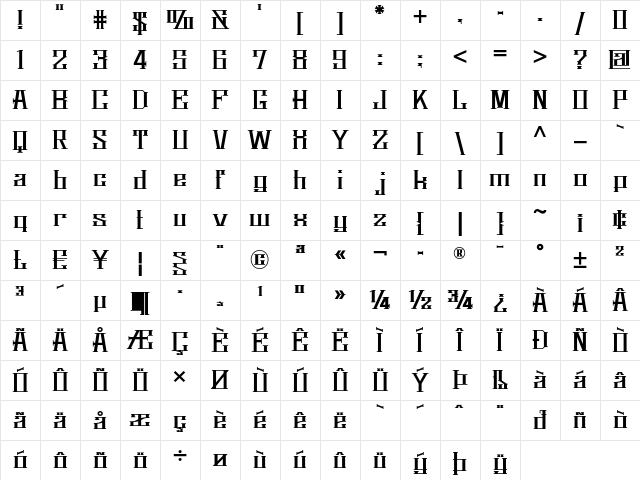 DelysianNF Bold Character Map