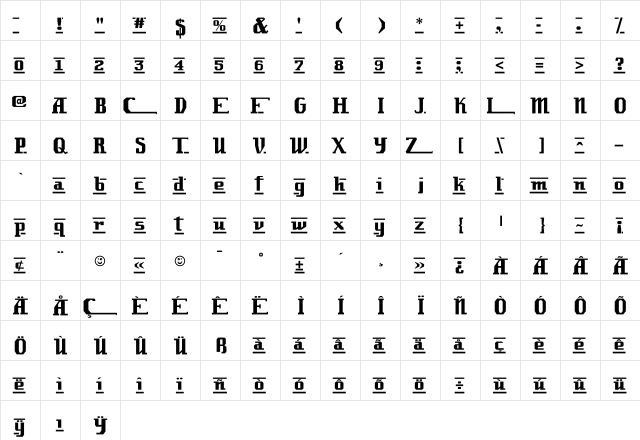 Lambrettista Regular Character Map Lambrettista Regular Character Map