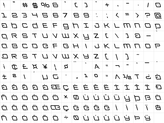 Colony Marines Leftalic Italic Character Map Colony Marines Leftalic Italic Character Map
