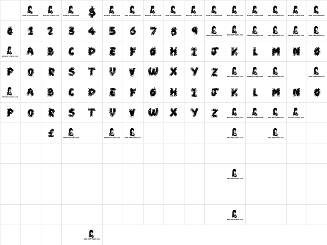 Wear and Tear Regular Character Map