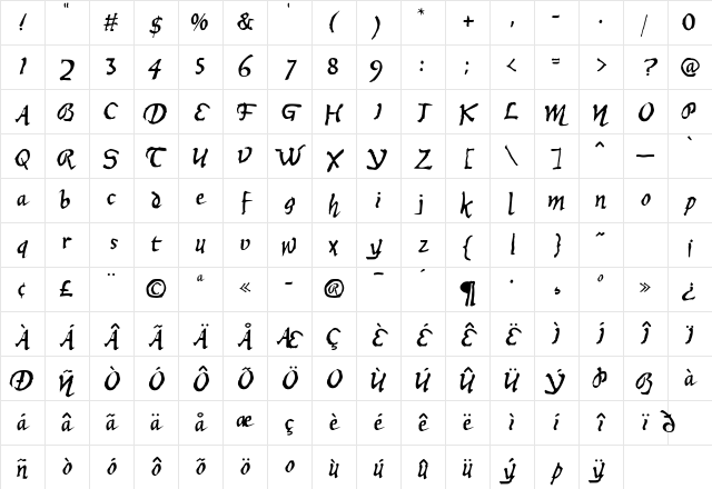 Ashtray Regular Character Map Ashtray Regular Character Map