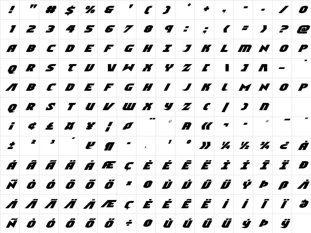 Ninja Garden Italic Italic Character Map Ninja Garden Italic Italic Character Map