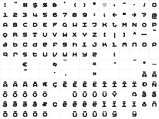MobyBold Regular Character Map MobyBold Regular Character Map