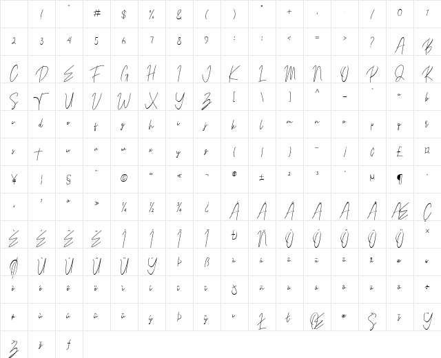 Parachute Signature Regular Character Map