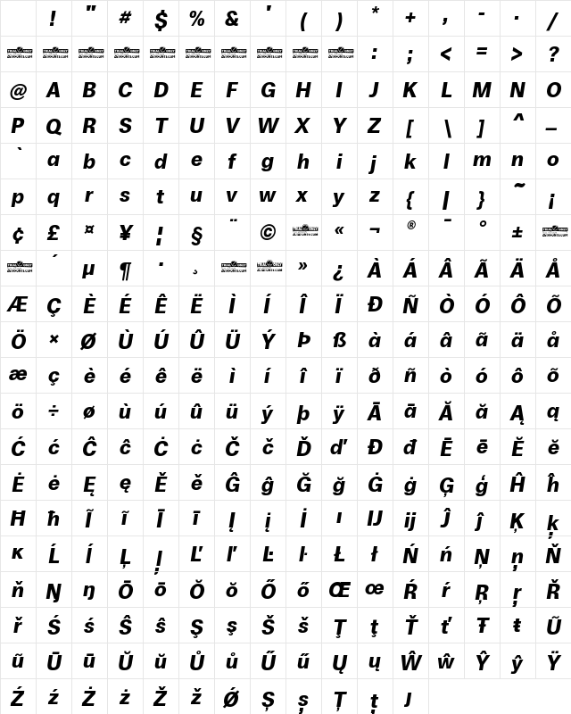 Boring Sans A Trial Bold Italic Character Map Boring Sans A Trial Bold Italic Character Map
