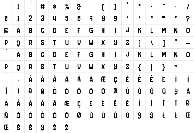 The Jersey Regular Character Map The Jersey Regular Character Map