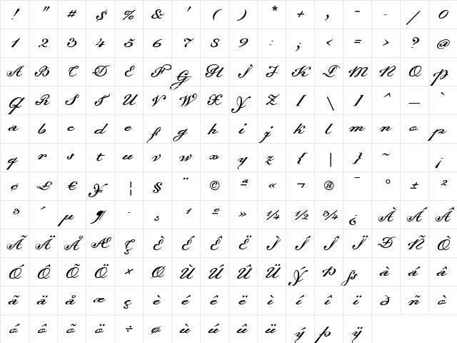 Dalliance Regular Character Map Dalliance Regular Character Map