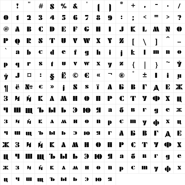 FuturaEugenia Regular Character Map FuturaEugenia Regular Character Map