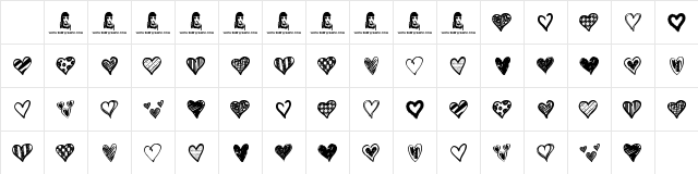 Crazy Hearts Regular Character Map Crazy Hearts Regular Character Map