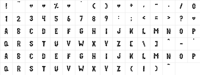 Paper Hearts Regular Character Map Paper Hearts Regular Character Map