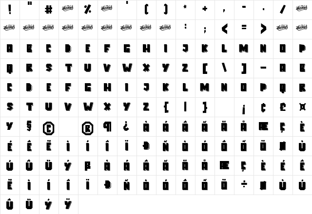 Elcatraz Shadow Regular Character Map Elcatraz Shadow Regular Character Map