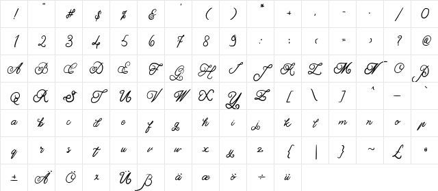 Adelia Regular Character Map Adelia Regular Character Map