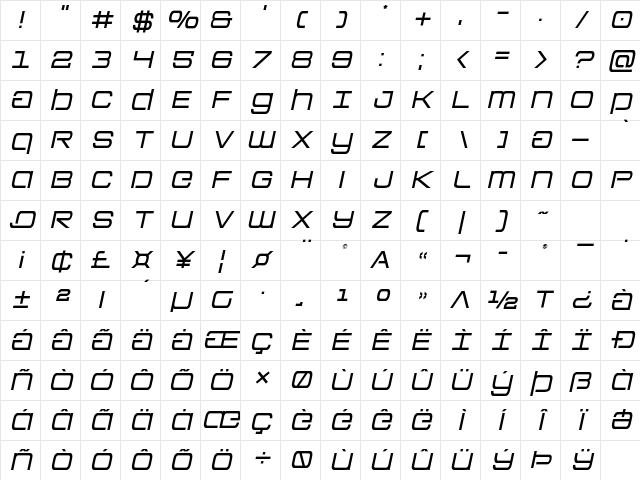 Colony Marines Semi-Italic Semi-Italic Character Map Colony Marines Semi-Italic Semi-Italic Character Map