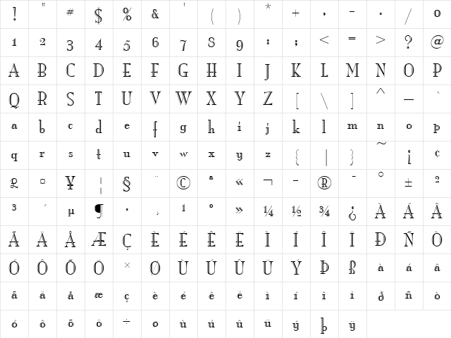 Mona Lisa Recut ITC OS Regular Character Map