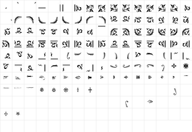 OrnamentsTwoSSK Regular Character Map OrnamentsTwoSSK Regular Character Map