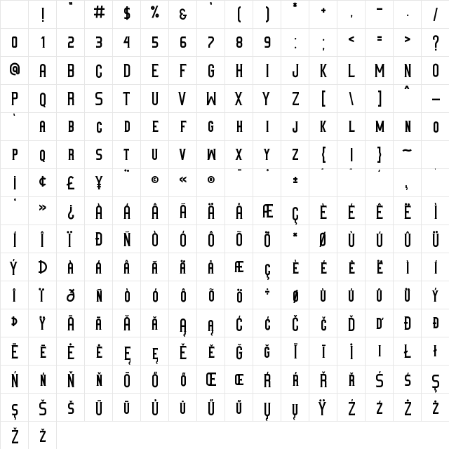 Babillon Regular Character Map